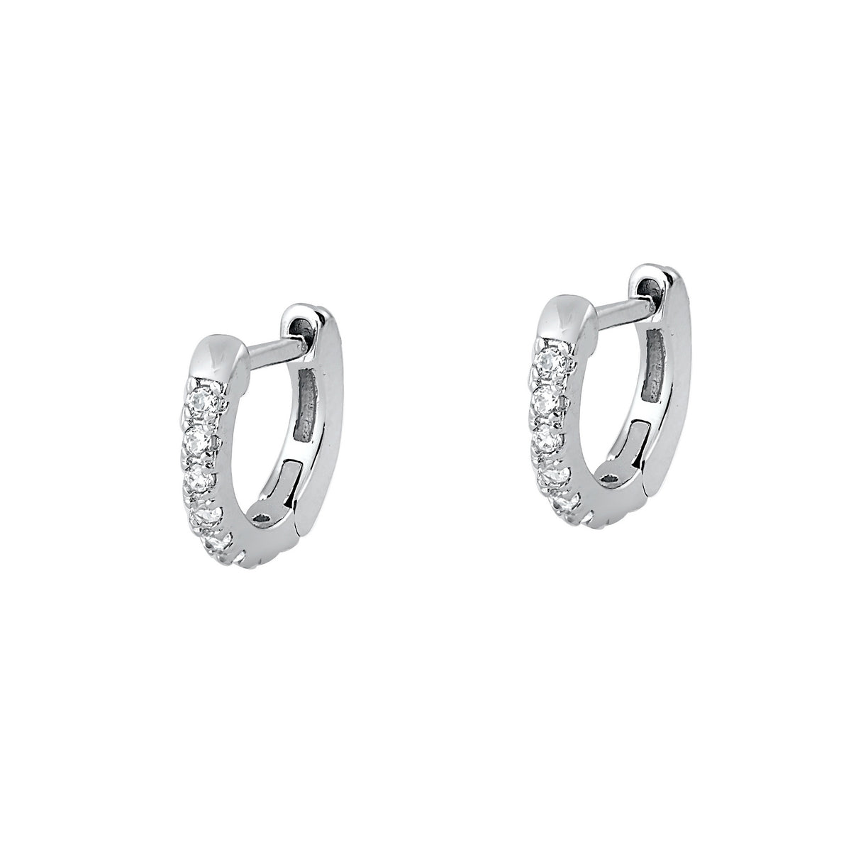 Silver CZ Huggie Earrings