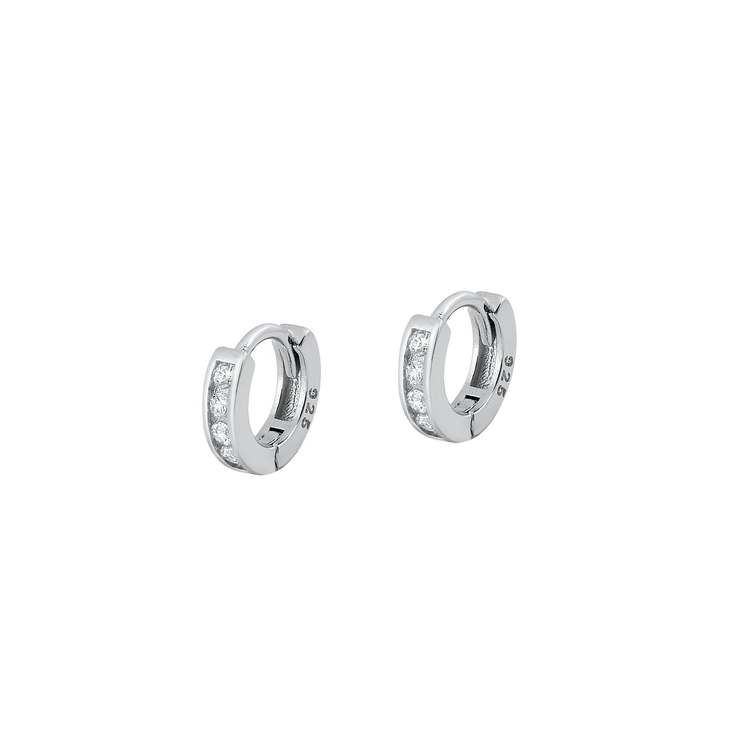 Silver CZ Huggie Earrings