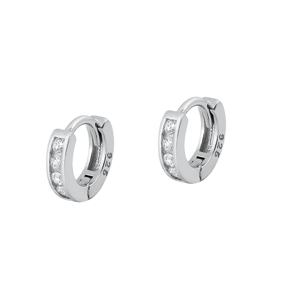 Silver CZ Huggie Earrings