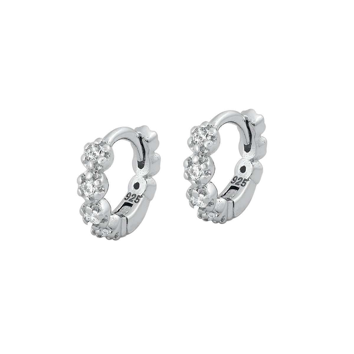 Silver CZ Huggie Earrings
