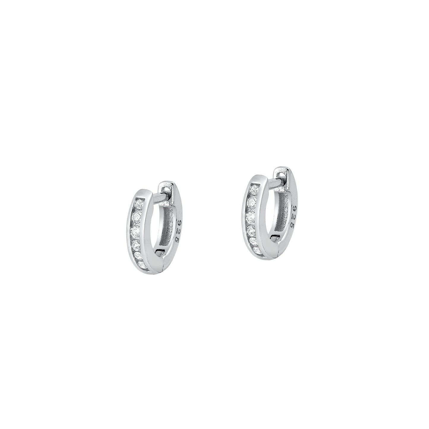 Silver CZ Huggie Earrings