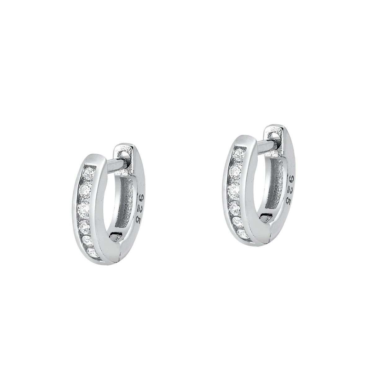 Silver CZ Huggie Earrings