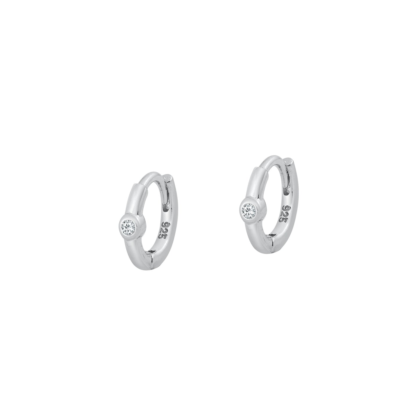 Silver CZ Huggie Earrings