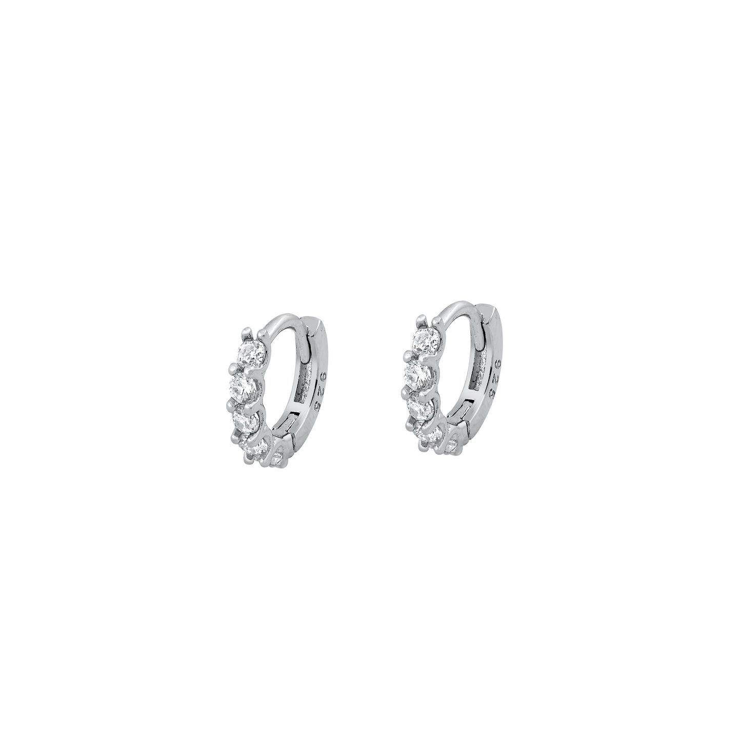 Silver CZ Huggie Earrings