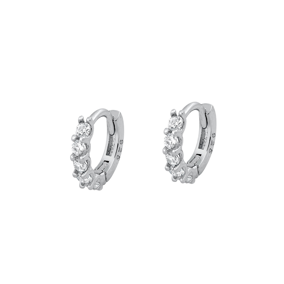 Silver CZ Huggie Earrings