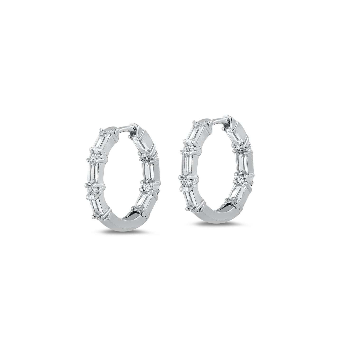 Silver CZ Huggie Earrings