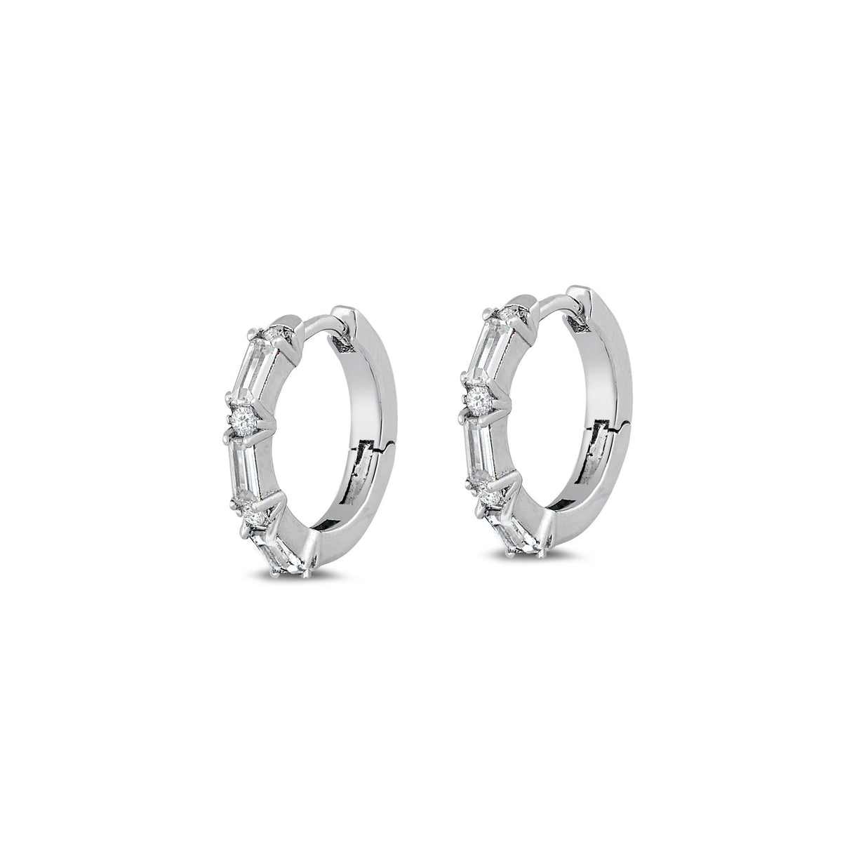 Silver CZ Huggie Earrings
