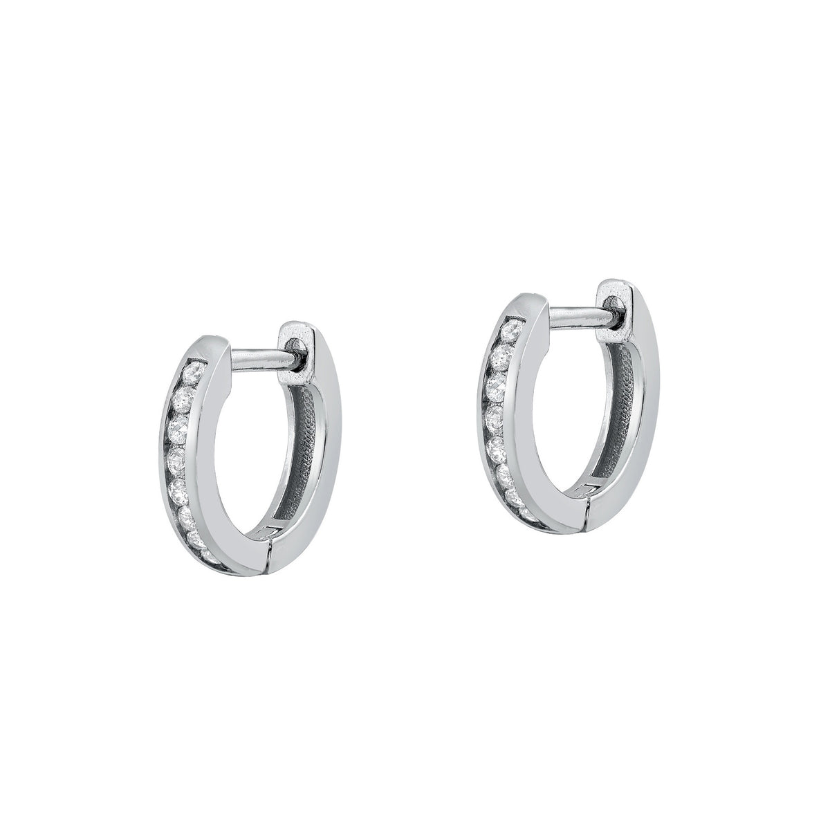 Silver CZ Huggie Earrings