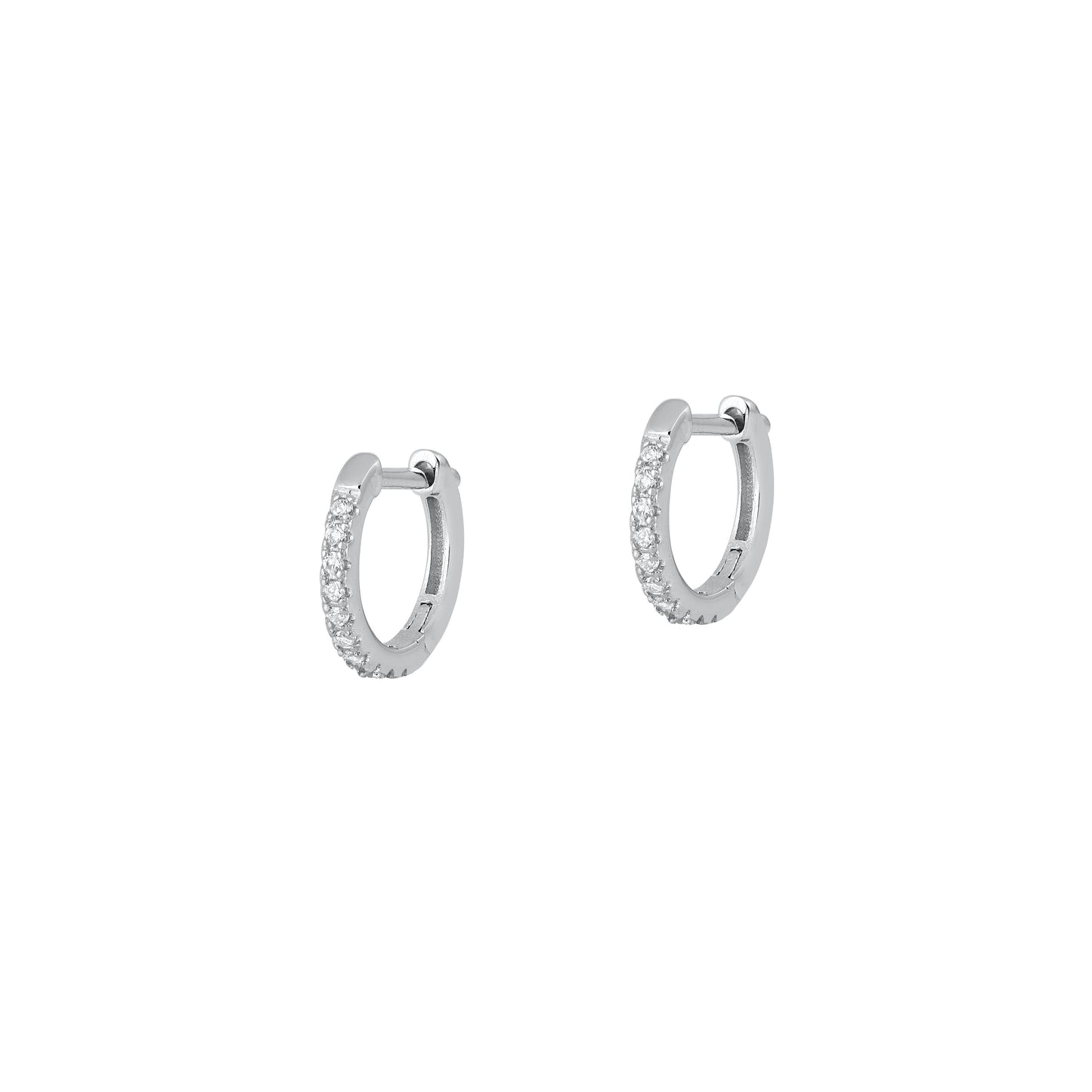 Silver CZ Huggie Earrings