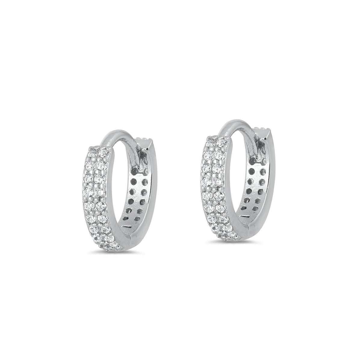 Silver CZ Huggie Earrings