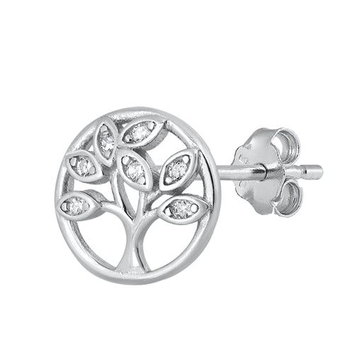 Silver CZ Earrings - Tree of Life