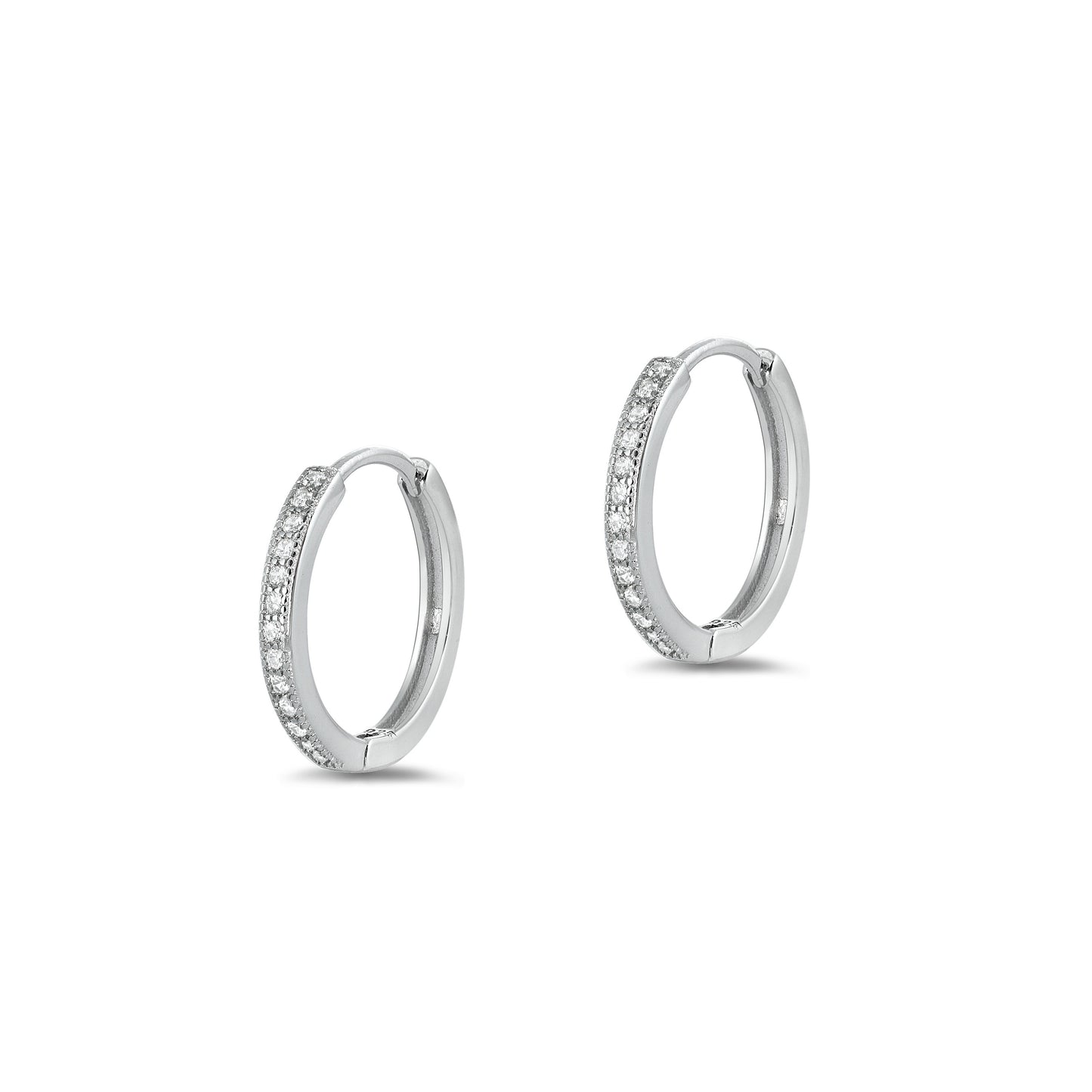 Silver CZ Huggie Hoops