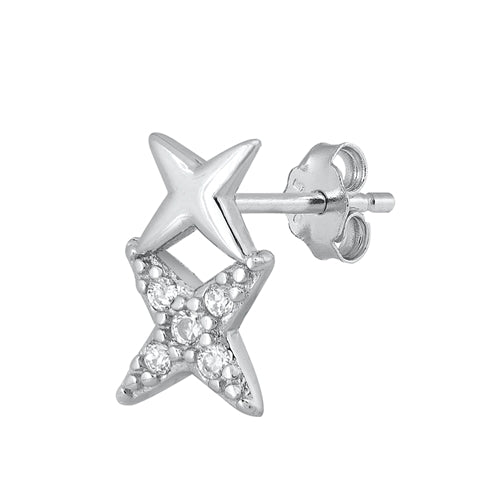 Silver CZ Earrings - Star
