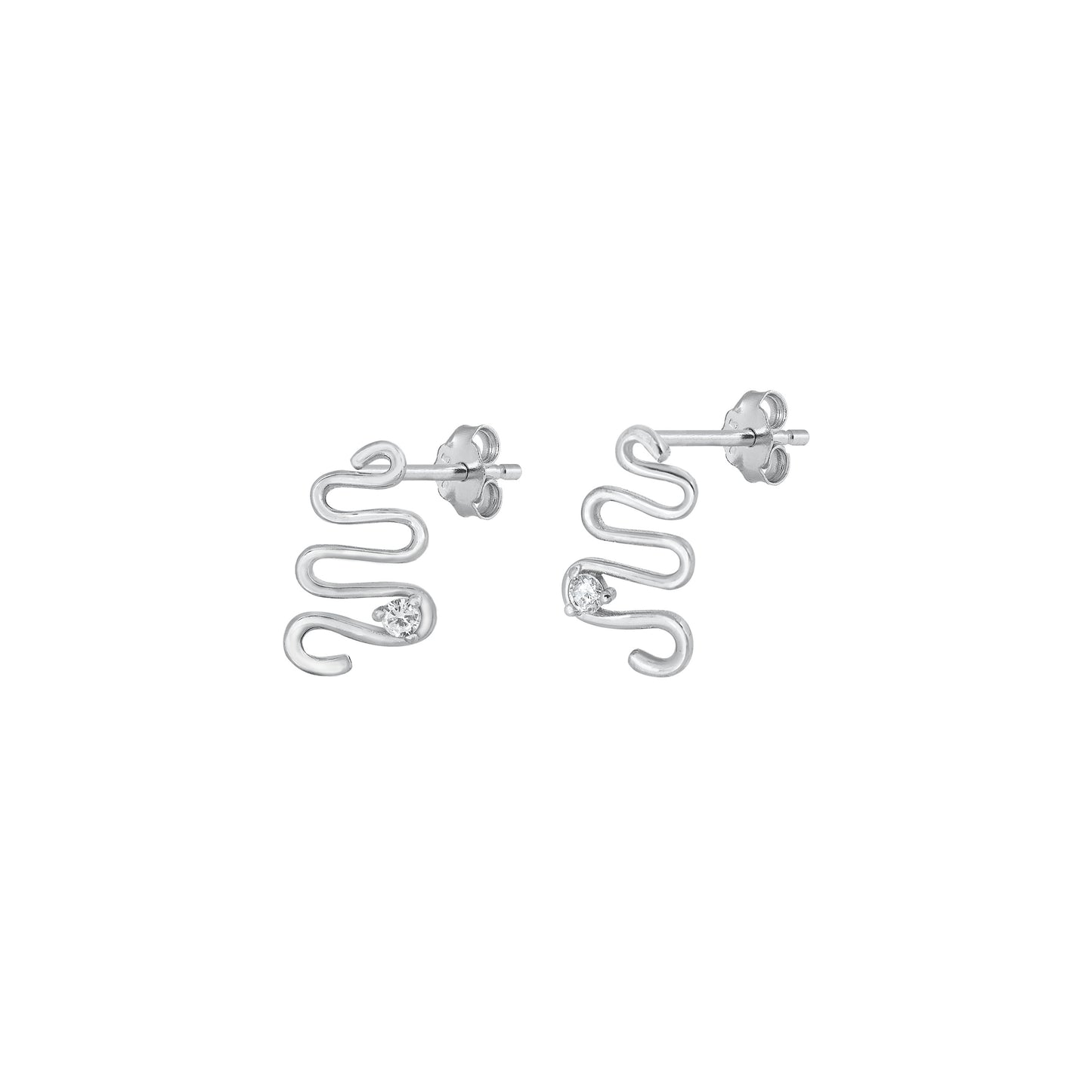 Silver CZ Earrings - Snake