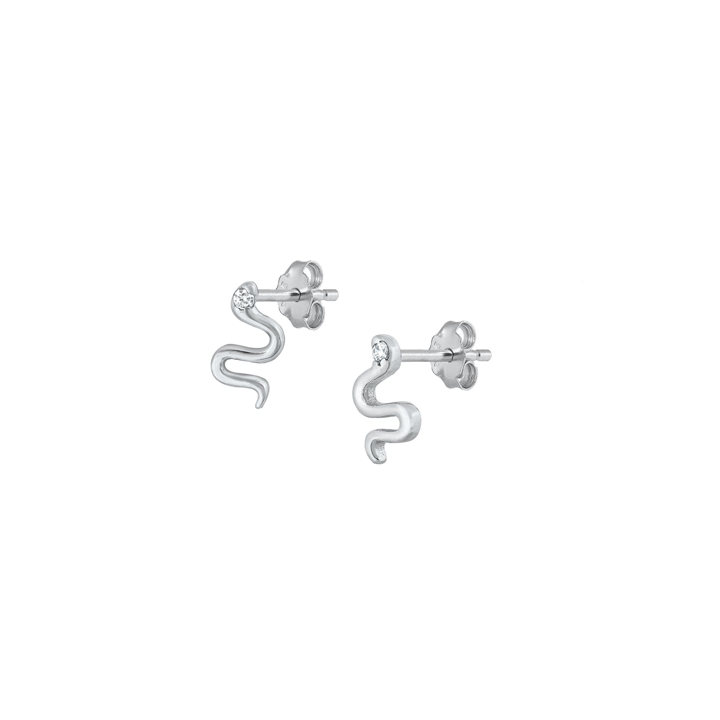 Silver CZ Earrings - Snake