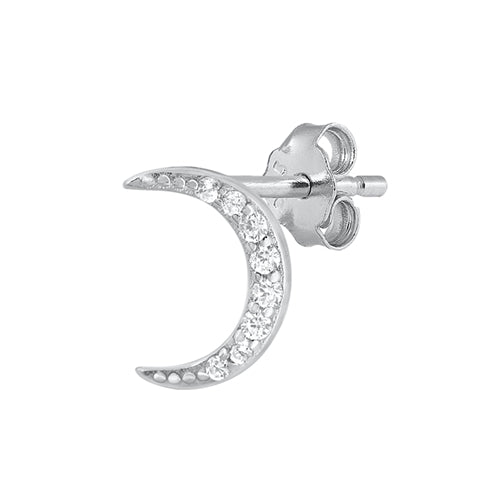 Silver CZ Earrings - Crescent Moon