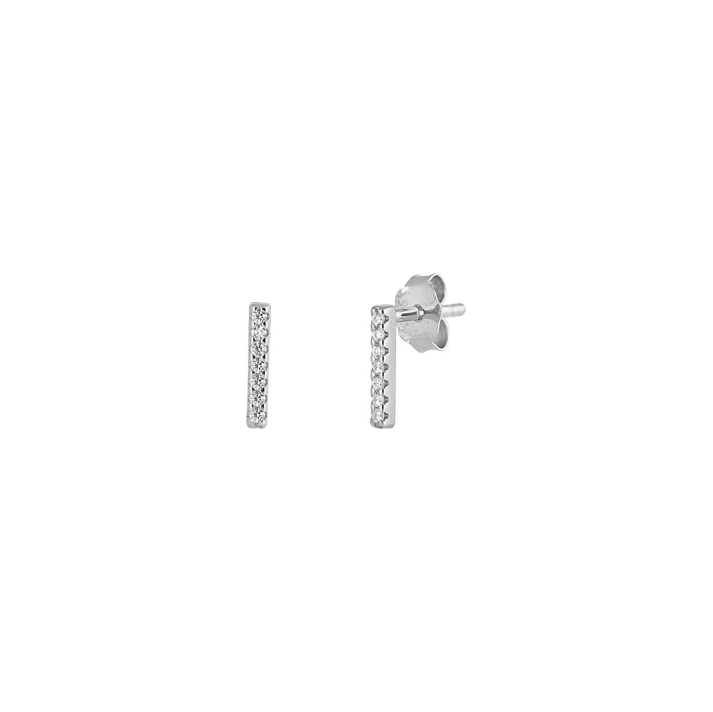 Silver CZ Initial Earrings - I