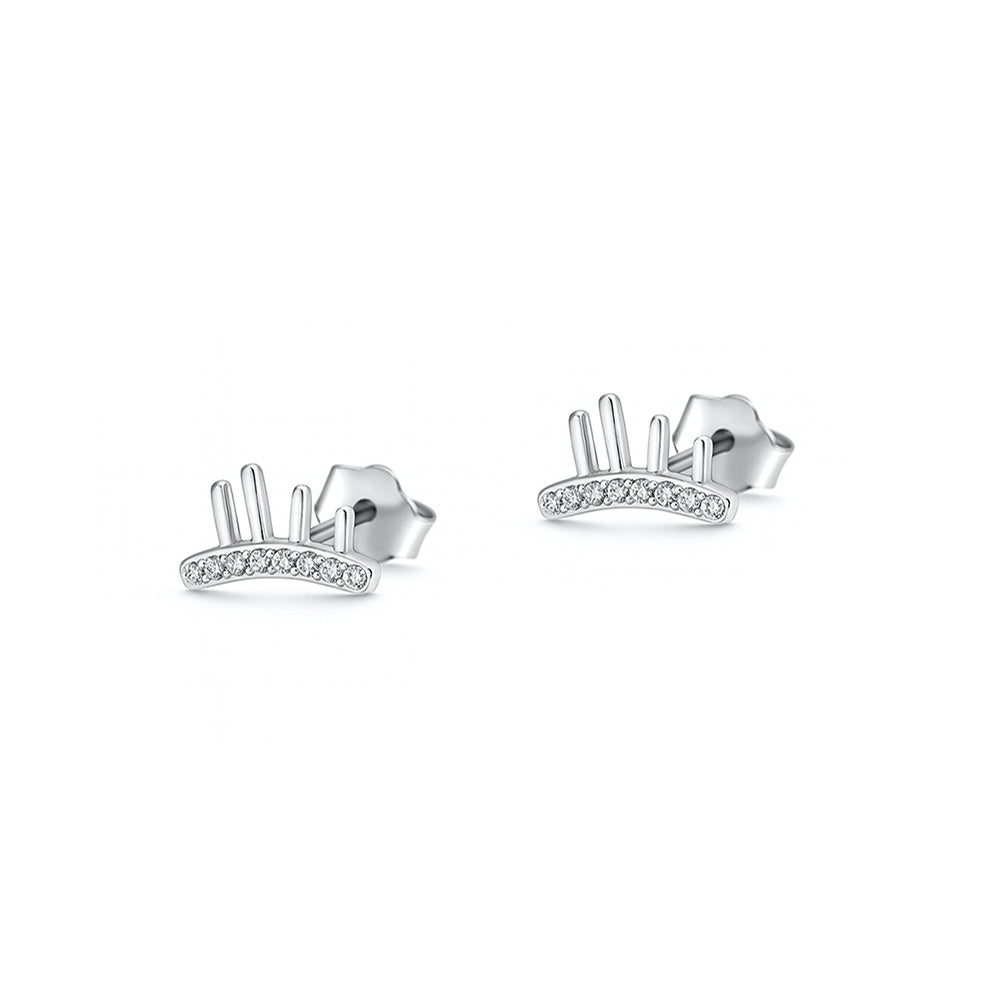 Silver CZ Earrings - Eyelashes