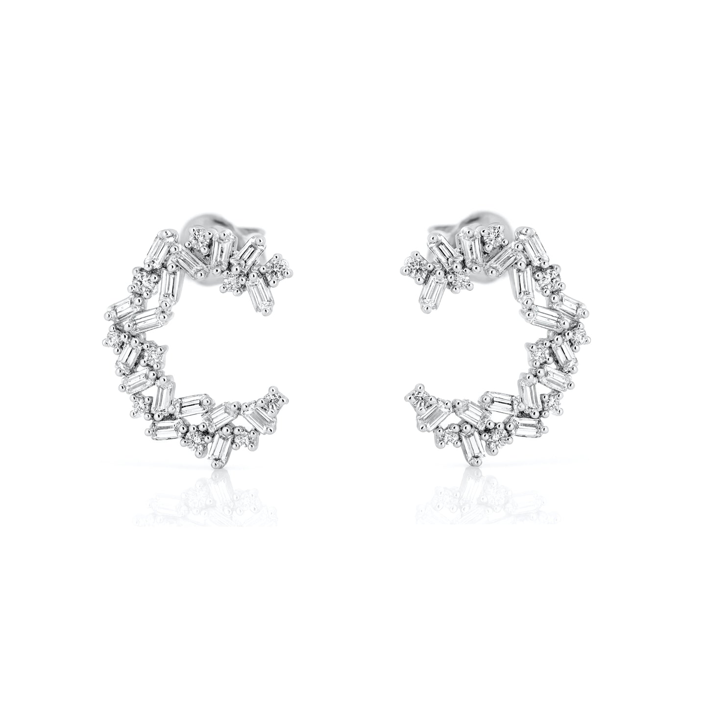 Silver CZ Earrings - Baguette Cluster