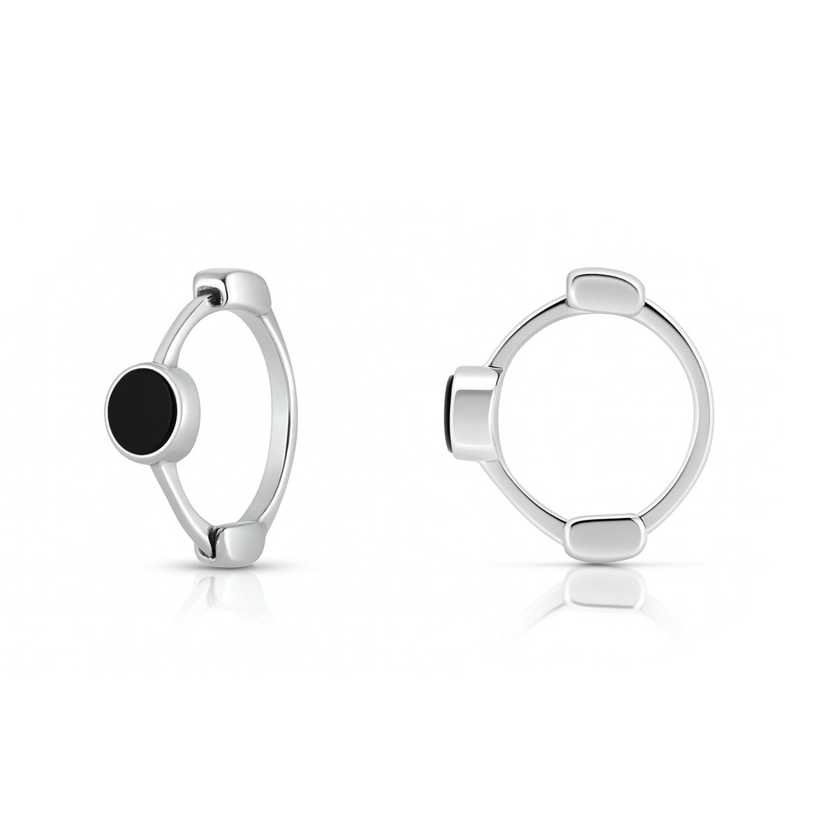 Silver Stone Huggie Hoop Earrings