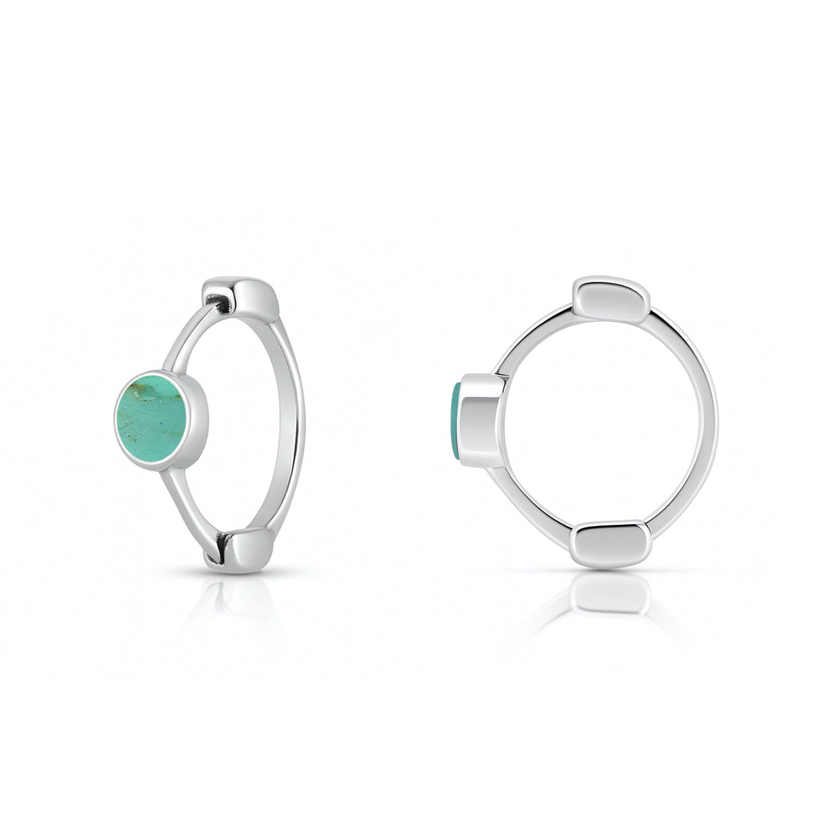 Silver Stone Huggie Hoop Earrings