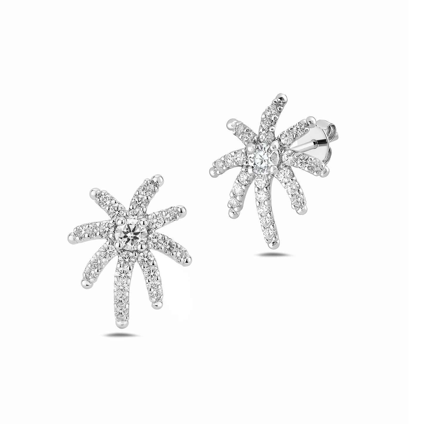 Silver CZ Earrings - Palm Tree