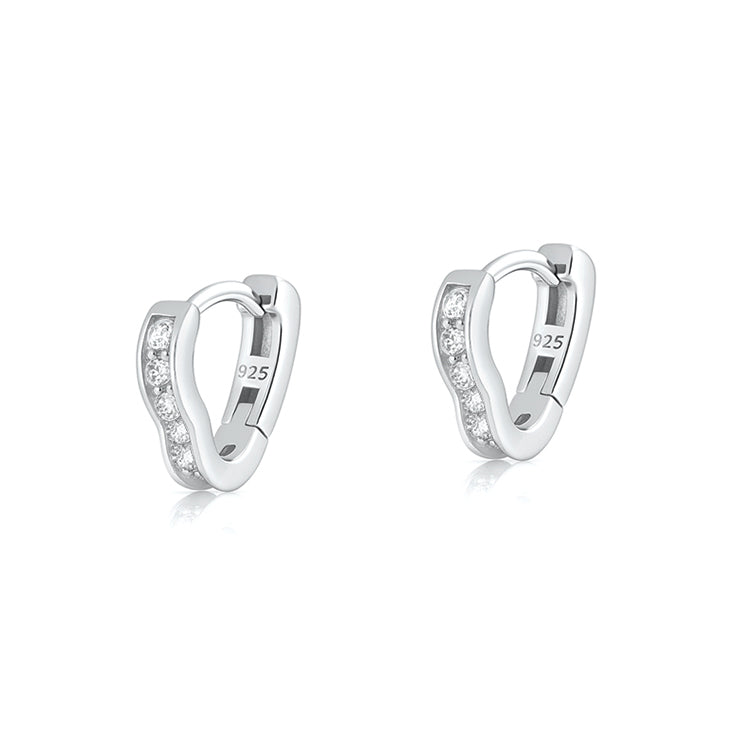 Silver CZ Heart Shaped Hoops