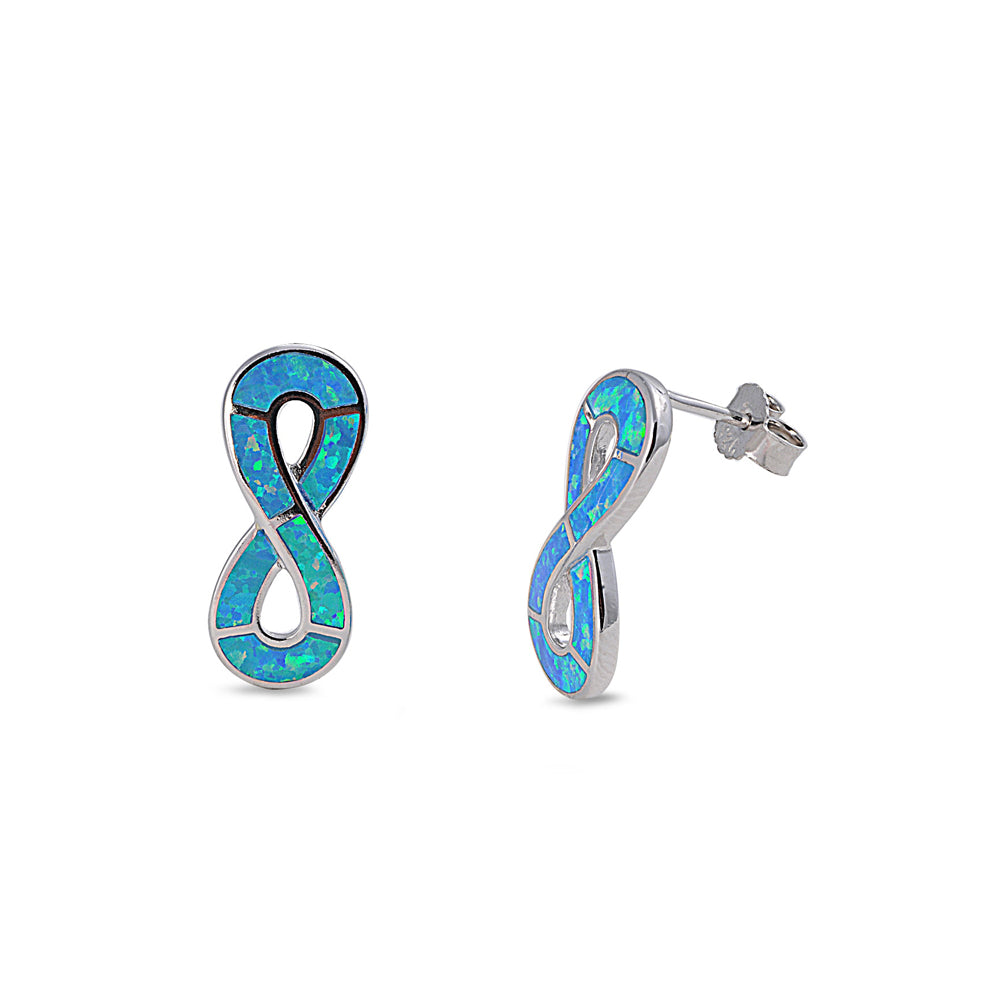 Silver Lab Opal Earrings - Infinity Sign