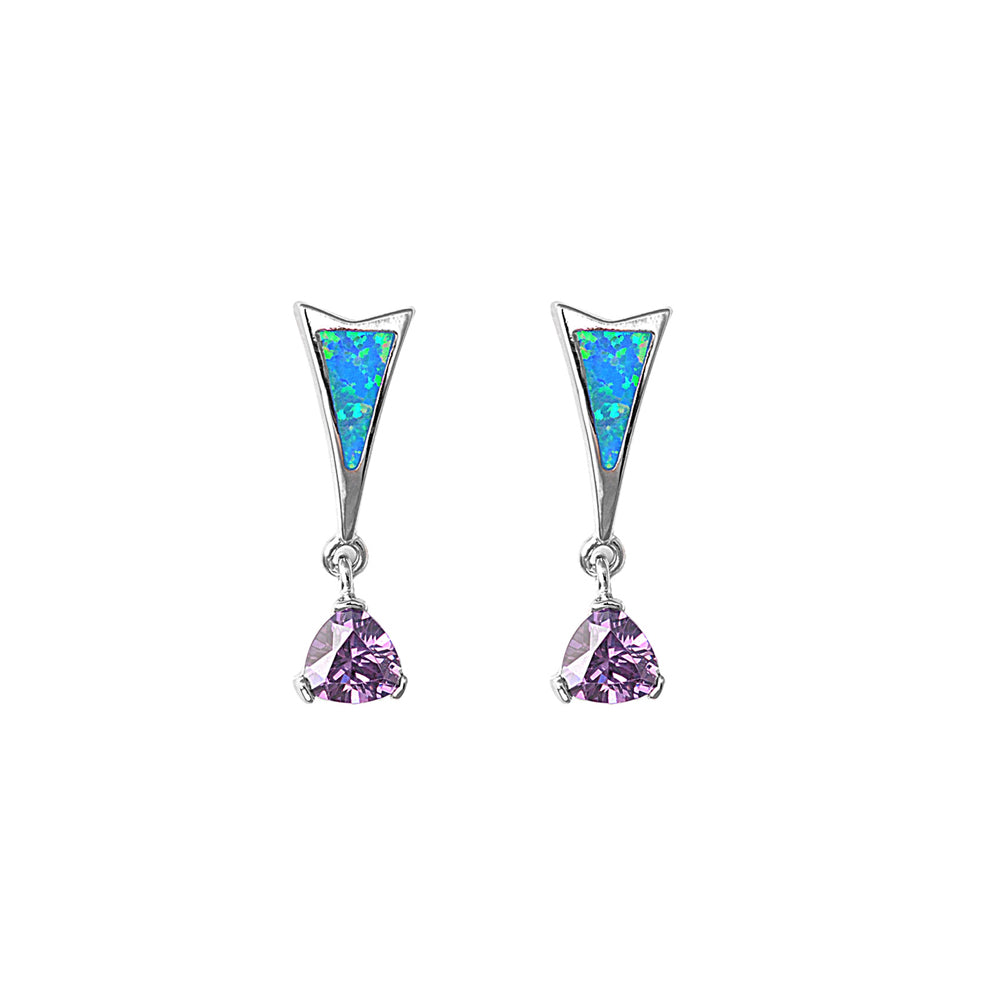 Silver Lab Opal Earrings