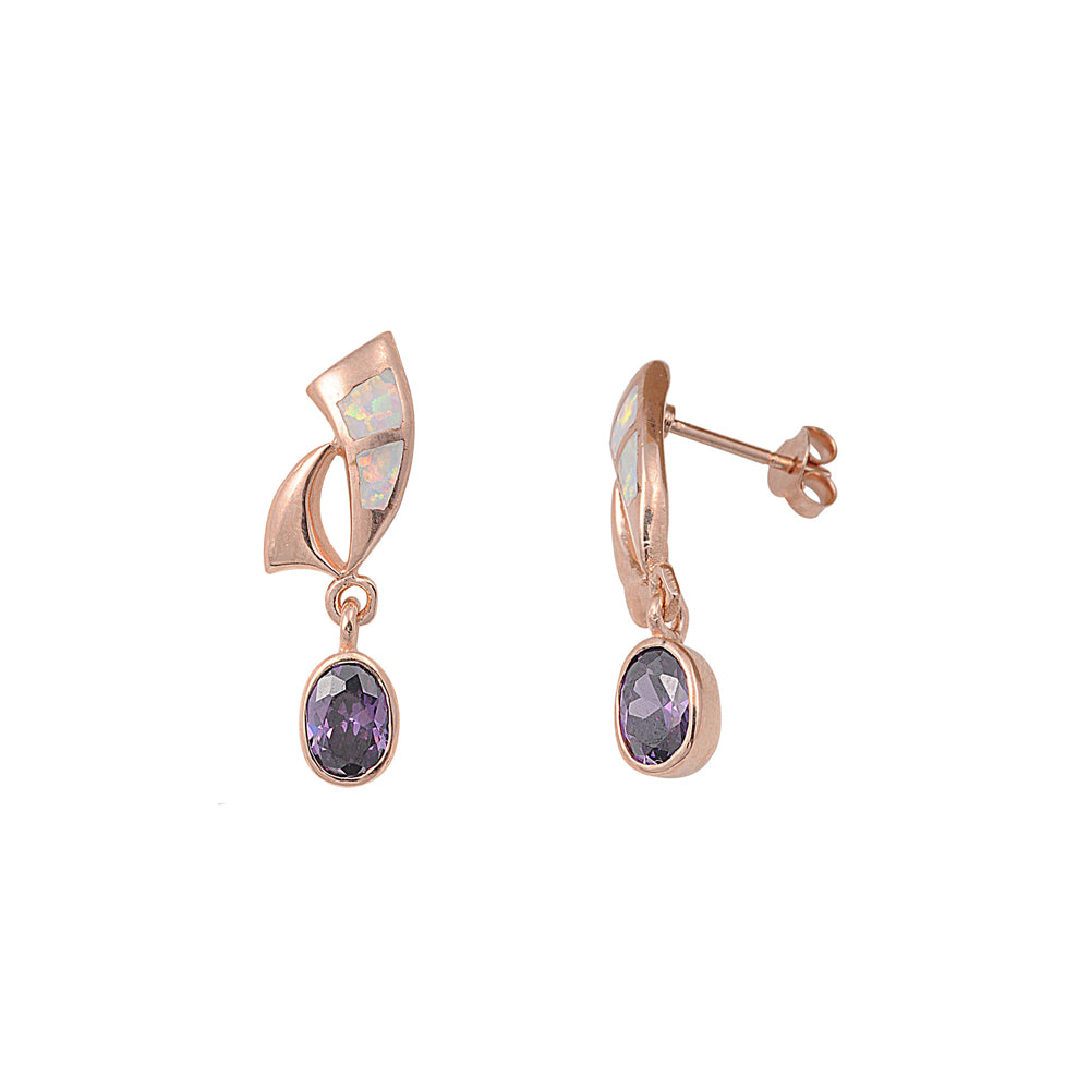 Silver Lab Opal Earrings