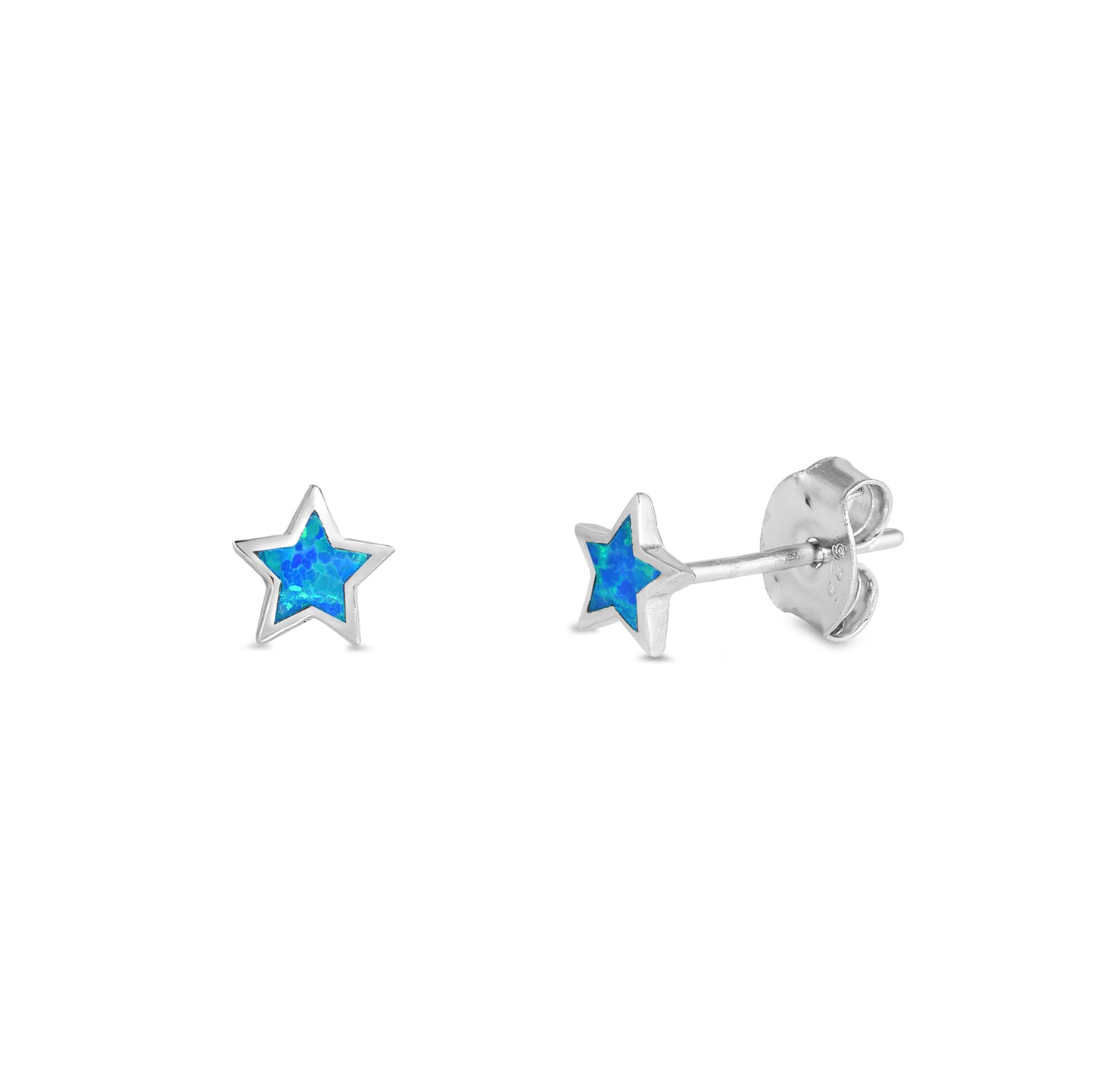Silver Lab Opal Earrings - Star
