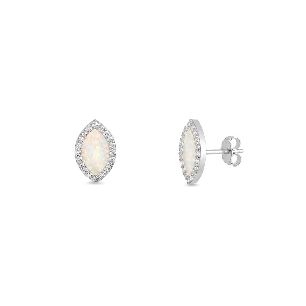 Silver Lab Opal Earrings