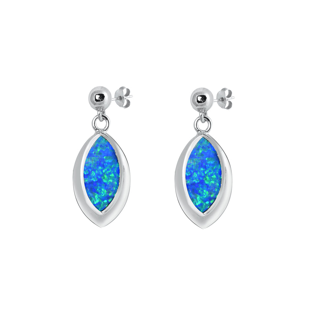 Silver Lab Opal Earrings