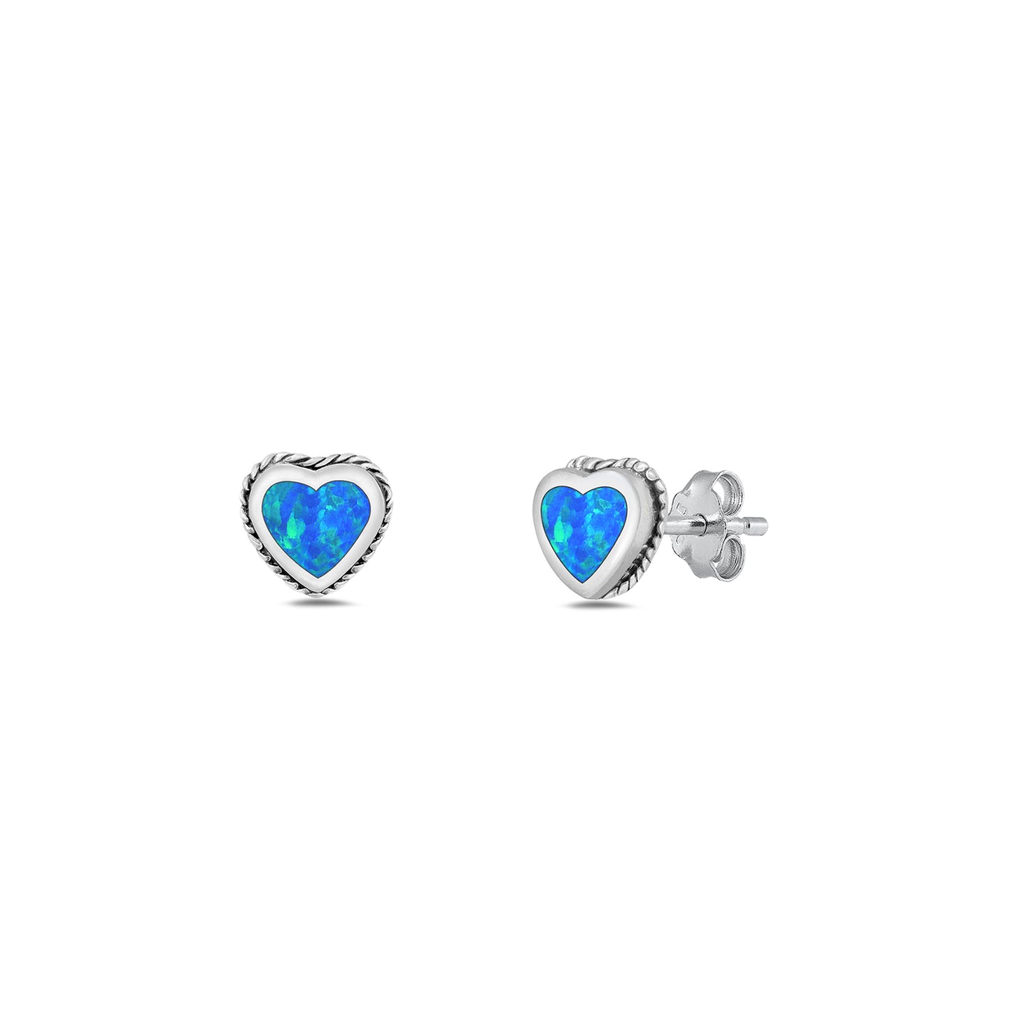 Silver Lab Opal Earring - Heart