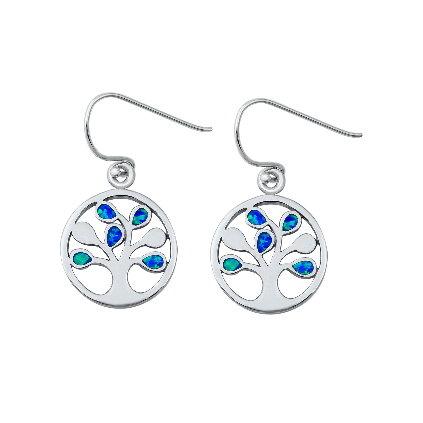Silver Lab Opal Earrings - Tree