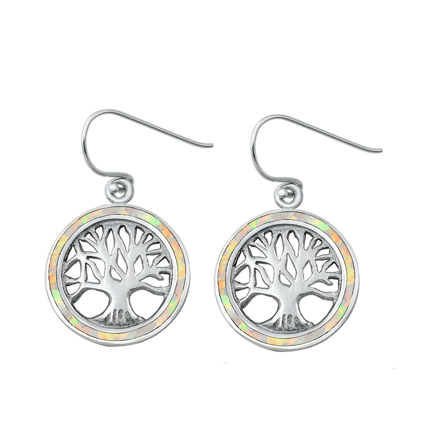 Silver Lab Opal Earrings - Tree of Life