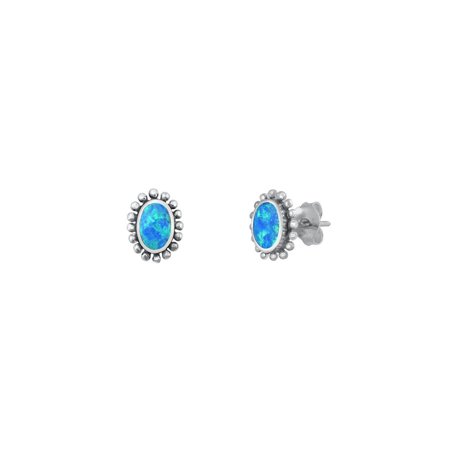 Silver Lab Opal Earrings
