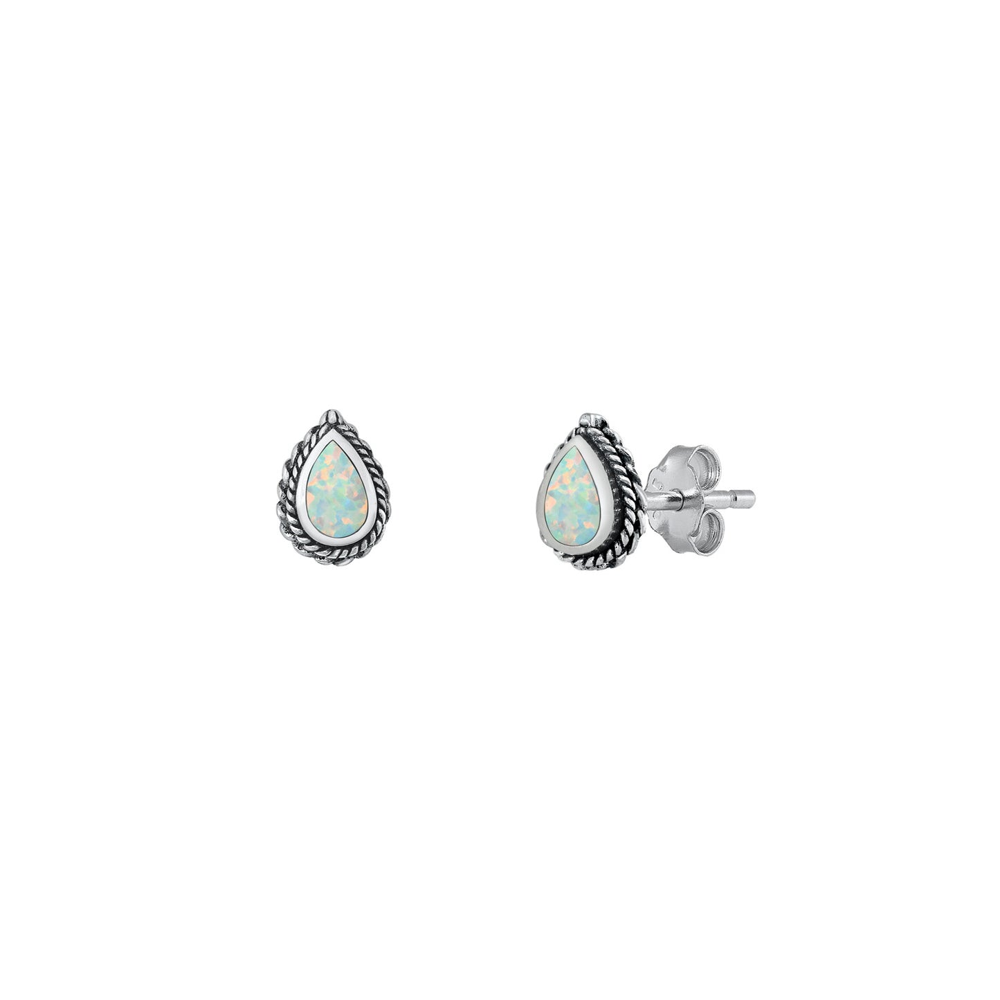 Silver Lab Opal Earrings