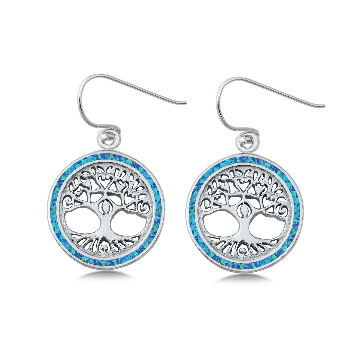 Silver Lab Opal Earrings - Tree of Life