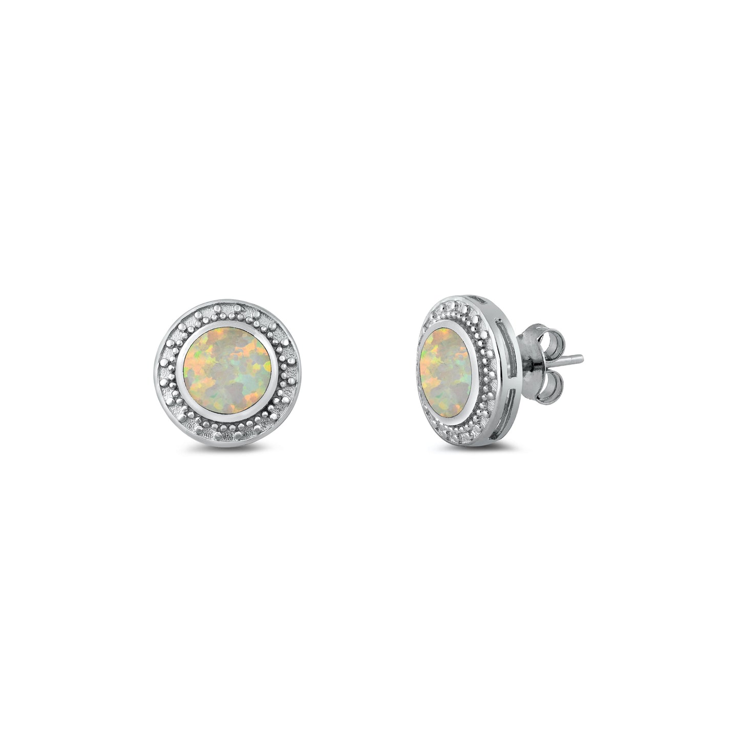 Silver Lab Opal Earrings