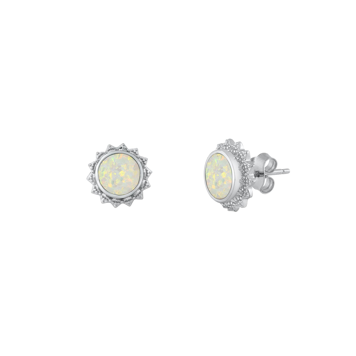 Silver Lab Opal Earrings