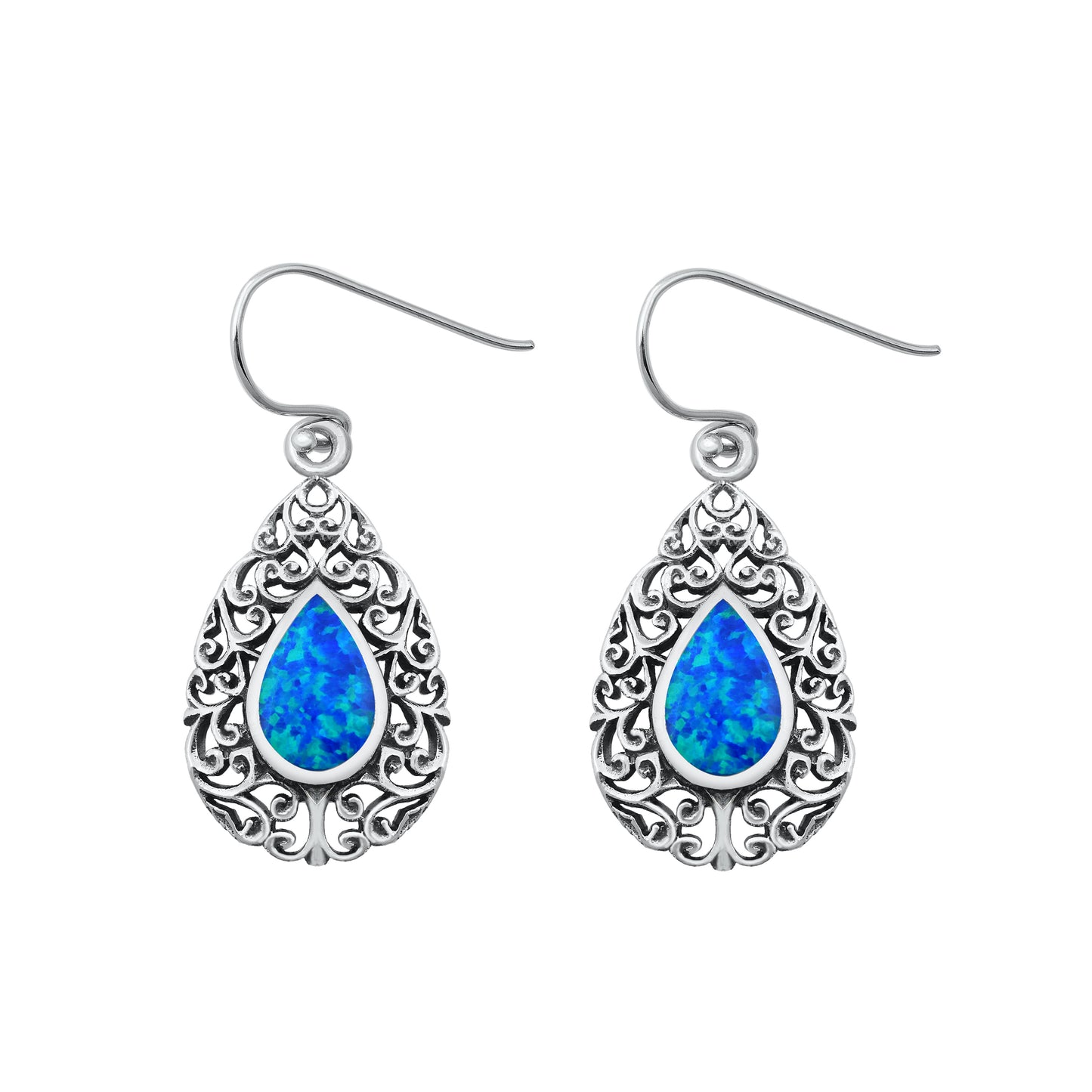 Silver Lab Opal Earrings