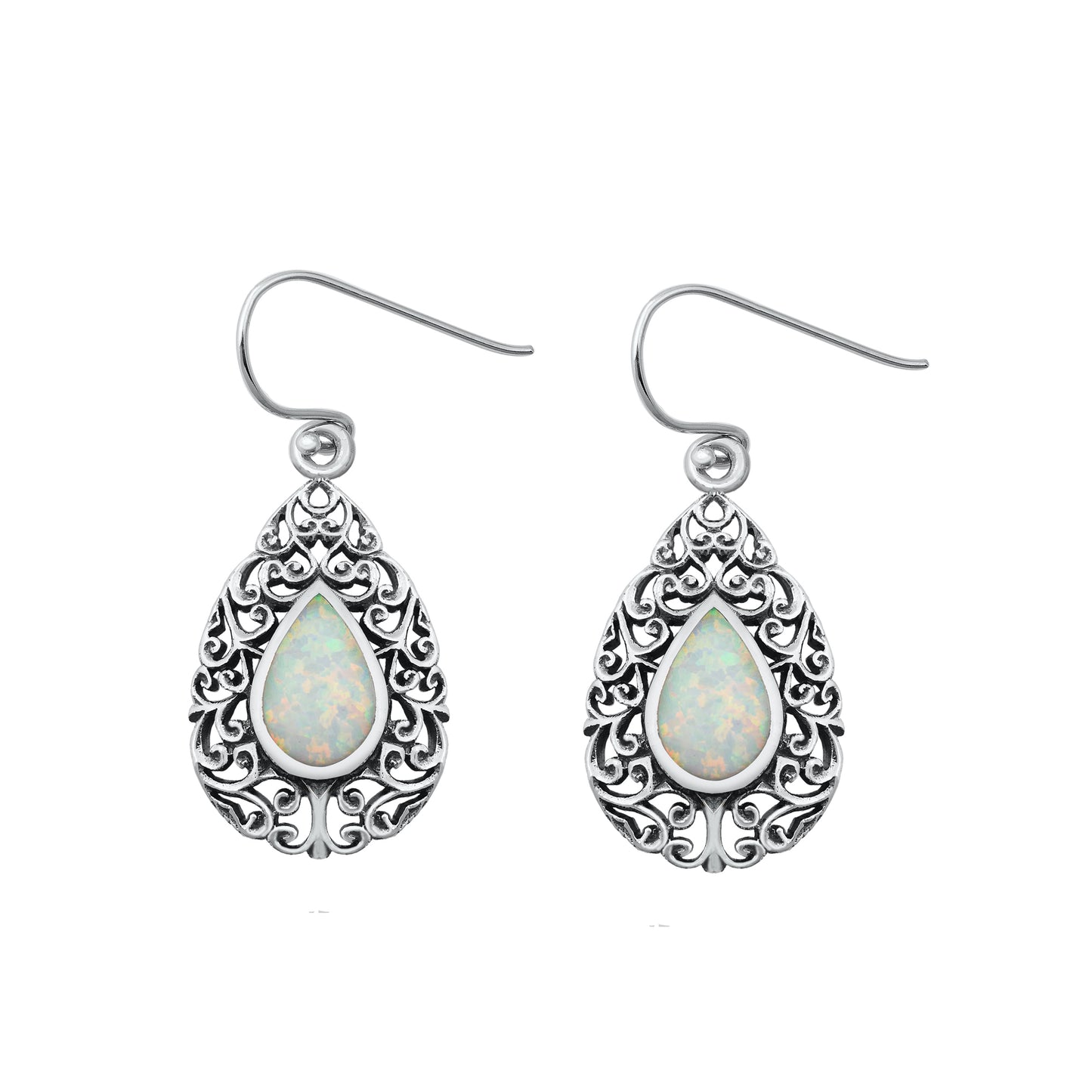 Silver Lab Opal Earrings