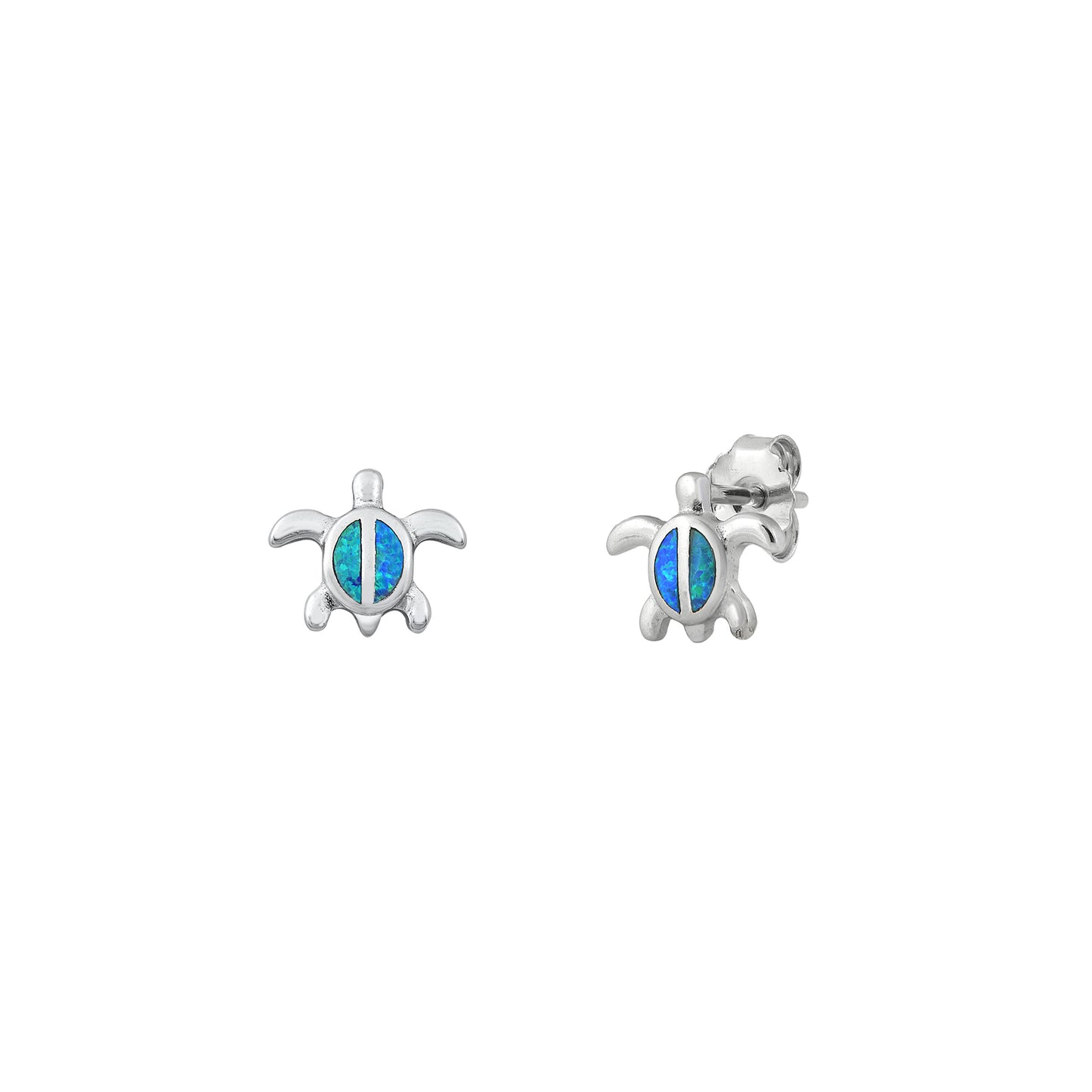 Silver Lab Opal Earrings - Turtle