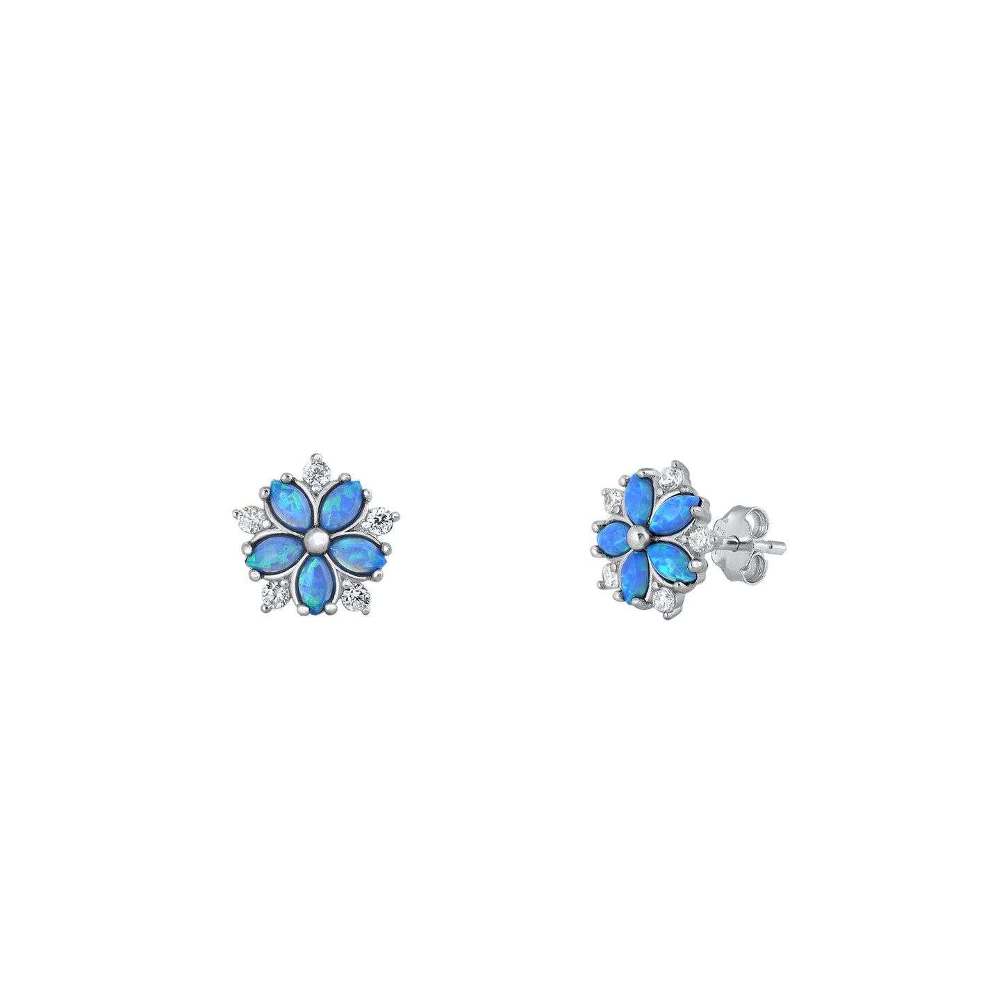 Silver Stud Earrings - Flower