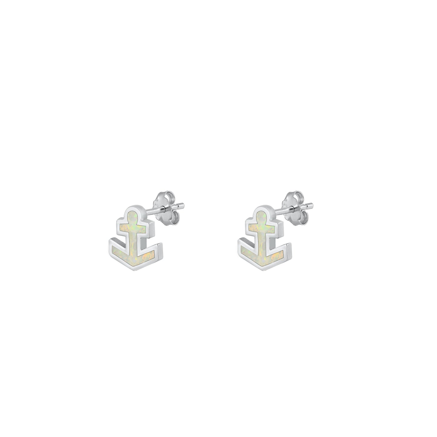Silver Stud Earrings - Anchor
