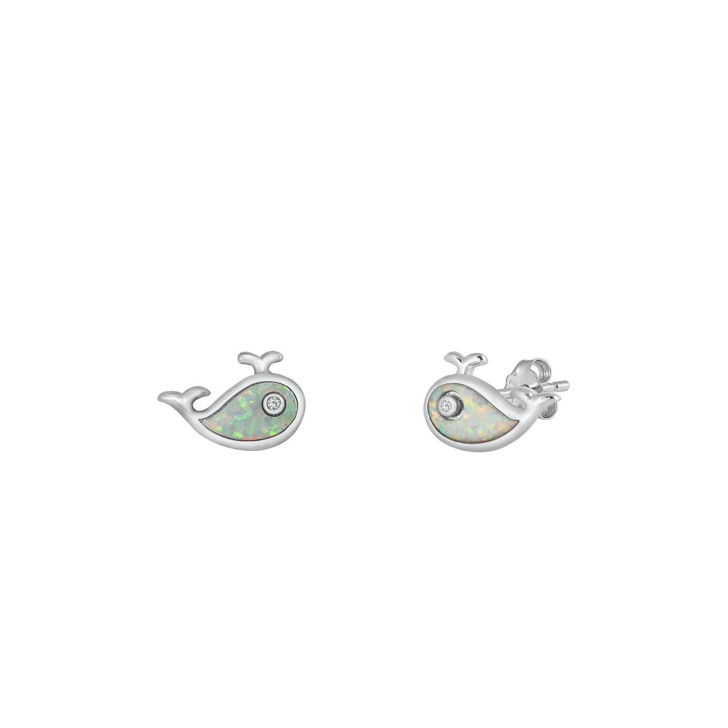 Silver Stud Earrings - Whale