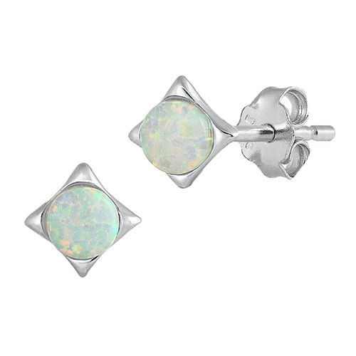 Silver Lab Opal Earrings