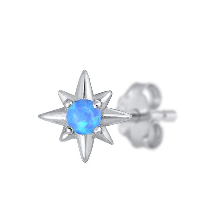 Silver Lab Opal Earrings - Star