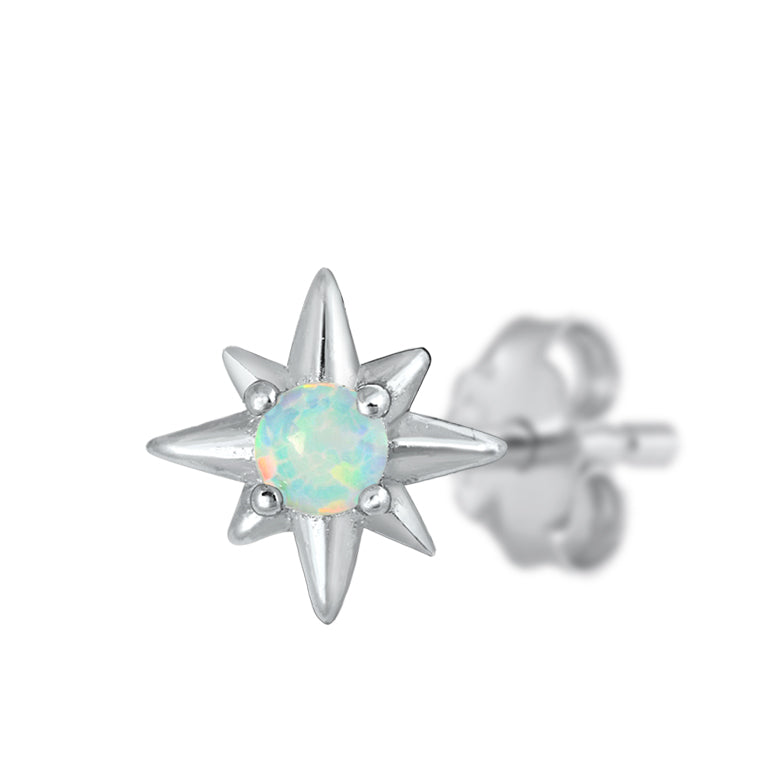 Silver Lab Opal Earrings - Star